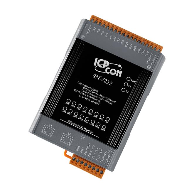 ICP DAS Remote IO Modbus TCP with 2 LAN, 8 DI, 8 DO