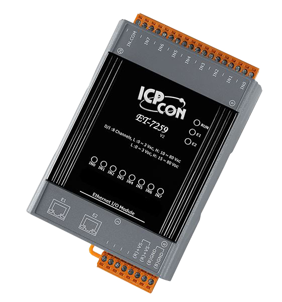 ICP DAS Remote IO Modbus TCP with 2 LAN, 8 DI AC/DC