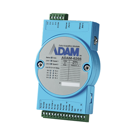 ADAM-6266-B Advantech Remote IO Modbus/MQTT/RESTful with 2 LAN, 4 DI, 4 Relay