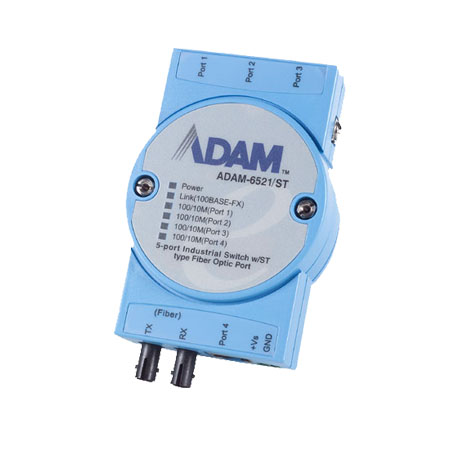 ADAM-6521/ST-AE Advantech 4LAN 1 MM ST Fiber Switch