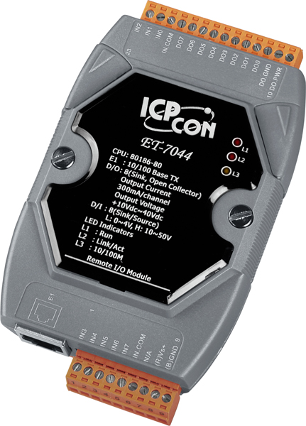 ICP DAS Remote IO Modbus TCP with 1 LAN, 8 DO, 8 DI