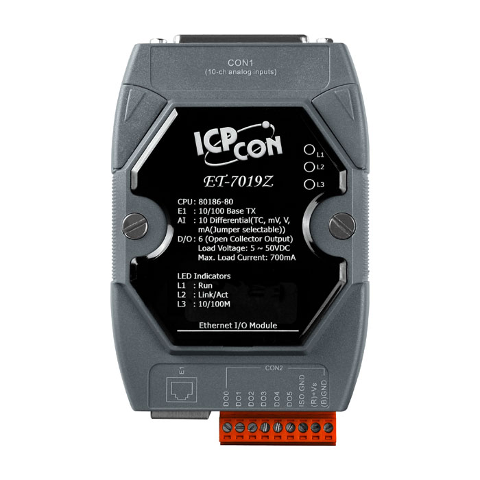 ICP DAS Remote IO Modbus TCP with 1 LAN and 10 Thermistor DB1820