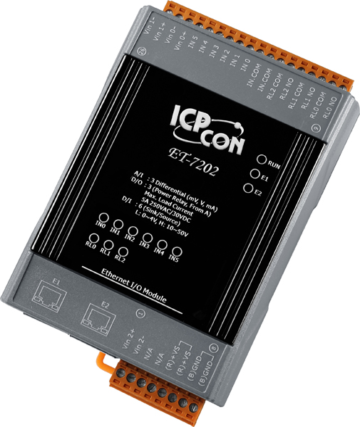 ICP DAS Remote IO Modbus TCP with 2 LAN, 3 AI, 3 Relay, 6 DI