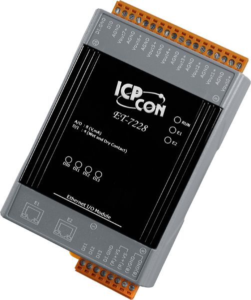 ICP DAS Remote IO Modbus TCP with 2 LAN and 8 AO 4-20mA