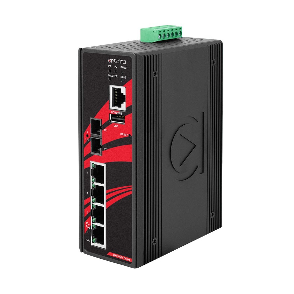 Antaira Managed 4POE SC Multi Mode Wide Temperature Switch